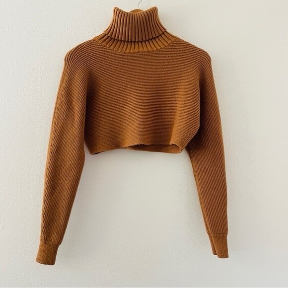 House of Harlow 1960 Sweaters - House of Harlow 1960 Camel Cropped Turtleneck Sweater